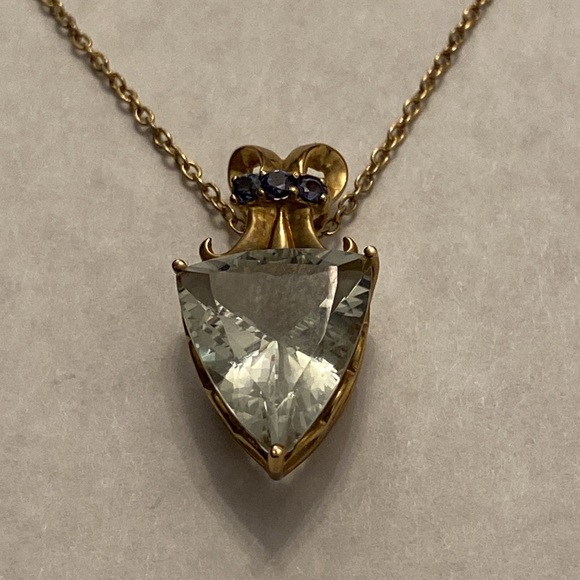 10k yellow gold, 5.43 Ct total weight Prasiolite slide pendant - Picture 10 of 16